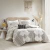 4 Piece Printed Comforter Set with Throw Pillow