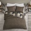 3 Piece Reversible Printed Quilt Set Black/Brown King/Cal King