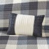6 Piece Printed Herringbone Quilt Set with Throw Pillows Grey King/Cal King