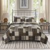 3 Piece Reversible Printed Quilt Set Black/Brown King/Cal King