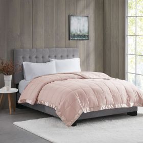 Lightweight Down Alternative Blanket with Satin Trim (Color: as Pic)