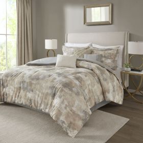 7 Piece Textured Cotton Blend Comforter Set (Color: as Pic)
